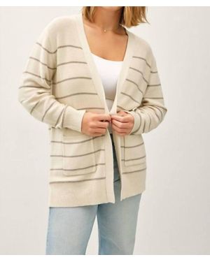 Be Cool Striped Open-Front Cardigan Curvy - Natural