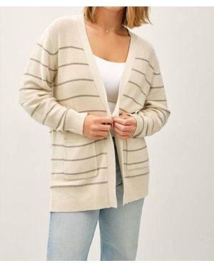 Be Cool Striped Open-Front Cardigan Curvy - Natural