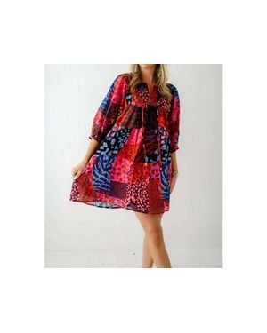 marie Jade Puff Sleeve Dress - Red