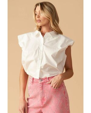 TRUEDAMES Creating Memories Woven Crop Top - White