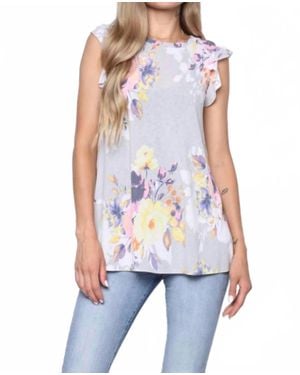 Collective Rack Ruffle Sleeve Floral Top - White