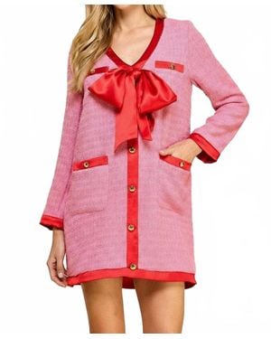 TCEC Gift Of All Tweed Bow Dress - Red