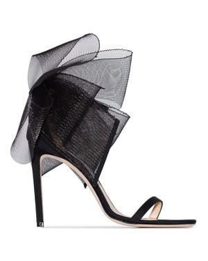Jimmy Choo Aveline Asymmetric Bow Deatil Sandals - Black