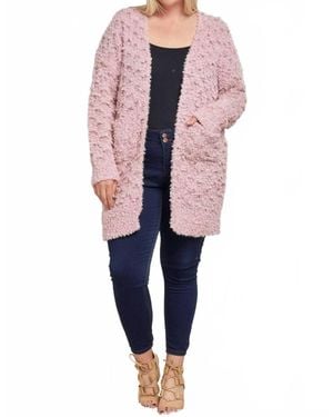 Davi & Dani Fringe Long Sleeve Knit Loose Fit Cardigan - Blue