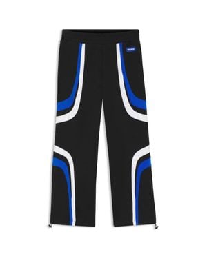 HUGO Stretch-Cotton Tracksuit Bottoms With Colorful Paneling - Blue