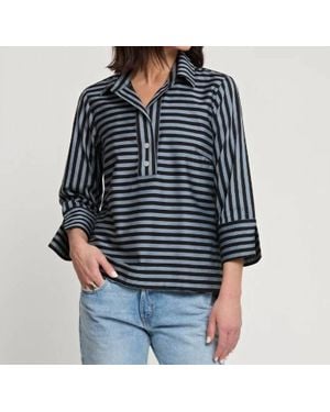 Hinson Wu Aileen Quarter Sleeve Stripe Top - Black