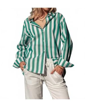 Urban Daizy Striped Button Down Collared Shirt - Blue