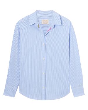 MC2 Saint Barth Relaxed Fit Seersucker Stripe Shirt - Blue