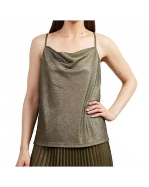 Skies Are Blue Lurex Cowl Neck Cami Top - Gray
