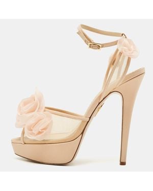 Charlotte Olympia Bege Mesh And Fabric Pomeline Platform Sandals - Natural