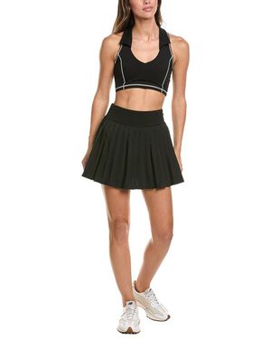 Marion 2Pc Crop Polo Sports Bra & Skirt Set - Black