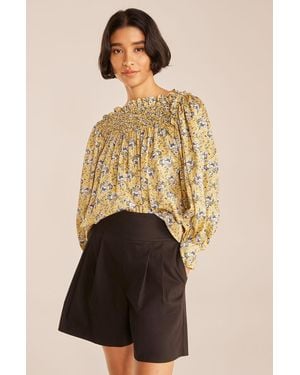 Rebecca Taylor Intaglio Rose Smocked Blouse - Natural