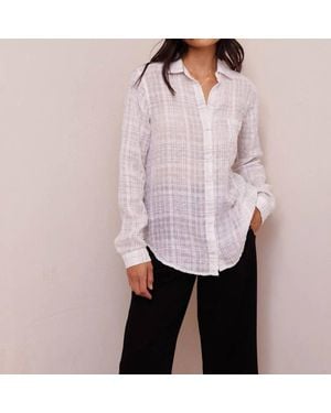 Bella Dahl Pocket Button Down Linen Shirt In Playa Sirena Plaid - Pink