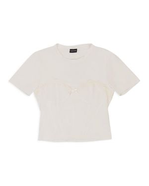 CALLIPYGIAN Lace Trim Bustier T-Shirt - White