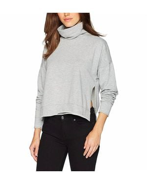 Three Dots Brushed Italian Loose Short Sweatshirt - Gray