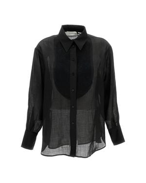 True Royal Sheer Button-Up Shirt With Textured Detail - Black