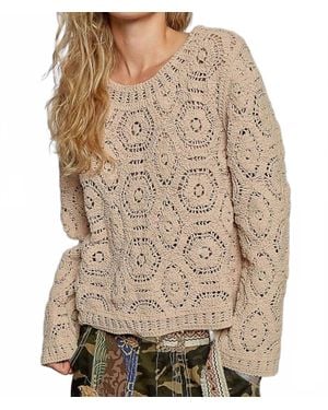 Pol Crochet Knit Sweater - Brown