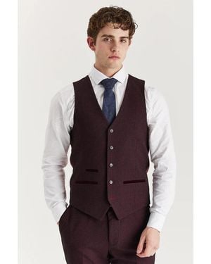 Paul Andrew Regent Plaid Check Waistcoat - Purple