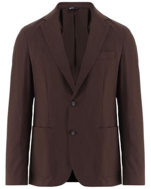 BOSS Dark Tailored Stretch Cotton Blazer - Brown