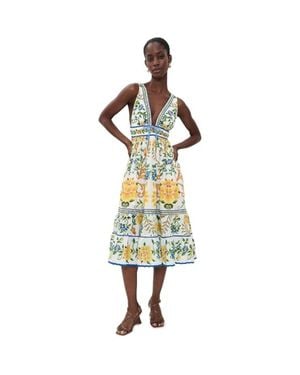 FARM Rio Emily Floral Tapestry Midi Dress - Metallic