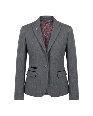 TruClothing Tweed Blazer Herringbone Slim Fit Work Office Jacket - Gray