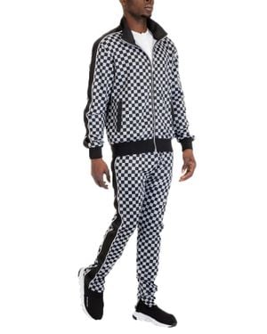 TRUEDAMES Rich Checkered Track Pants - Black