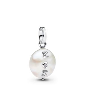 PANDORA Treated Freshwater Cultured Baroque Pearl Mum Dangle Charm - White