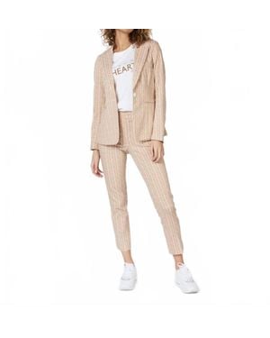 EsQualo Sienna Stretch Block Blazer - Natural