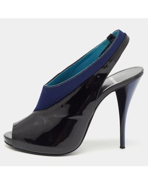 Pierre Hardy Piere Hardy/ Fabric And Patent Leather Slingback Pumps - Blue