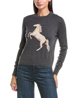 Hannah Rose Cashmere-Blend Bronco Sweater - Blue