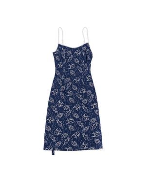HVN Susan Round Neck Slip Dresses - Blue