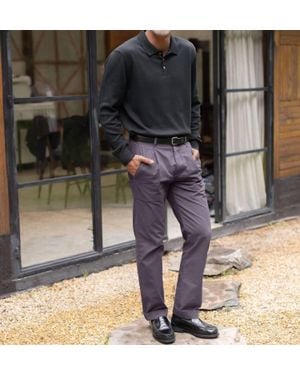 Alex Crane Feather Long Sleeve Polo - Gray