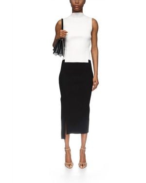 Victoria Beckham Side Slit Midi Skirt - Black