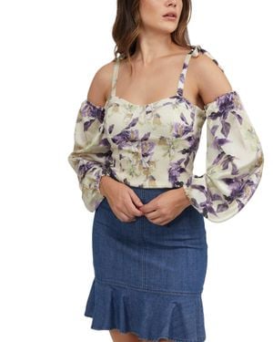 Bebe Detachable Sleeve Bustier Top - Blue