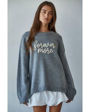 By Together Forevermore Hand-Embroidered Letters Knit Sweater - Blue