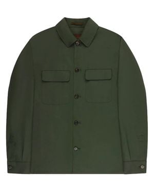 Incotex Dark Classic Collar Cotton Jacket - Green