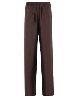 Loulou de Saison Kadala Striped Satin Silk-Blend Straight-Leg Pants - Brown