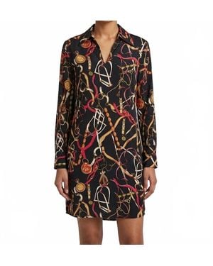 EsQualo Equestrian Print Shirt Dress - Black