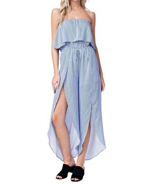 Honey Punch All Aboard Striped Jumpsuit - Blue