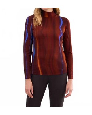 Fdj Long Sleeve Mock Neck Top - Red