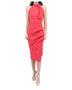 Chiara Boni Adania Ruffle Jersey Halter Midi Dress - Red