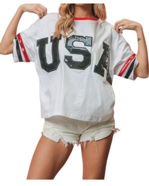 Bibi Usa Striped Sequin Top - Gray