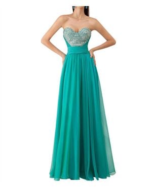 Angela & Alison Beaded Prom Dress - Green