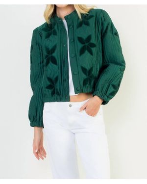 Thml Velvet Flower Detail Quilted Jacket - Green
