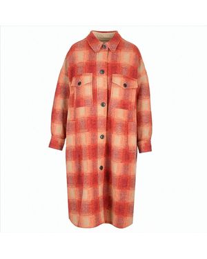 Isabel Marant Bold Check Pattern Wool Coat With Classic Collar - Red