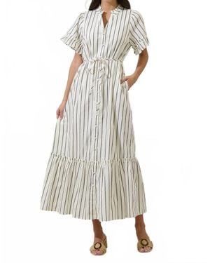 Sugarlips Kamara Striped Alna Button Up Midi Dress - White