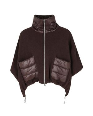 Herno Dark Short Striped Quilted Wool-Blend Coat - Brown