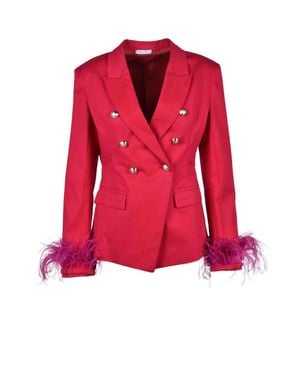 Motel Fuchsia Double-Breasted Jacket - Red