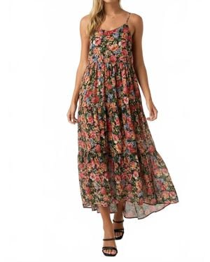 Mittoshop Evans Floral Tiered Maxi Dress - Brown
