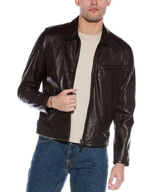 Reiss Foster Leather Jacket - Black